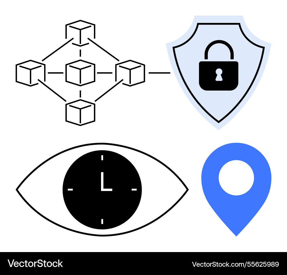 Blockchain network security data privacy time Blockchain network security data privacy time vector image