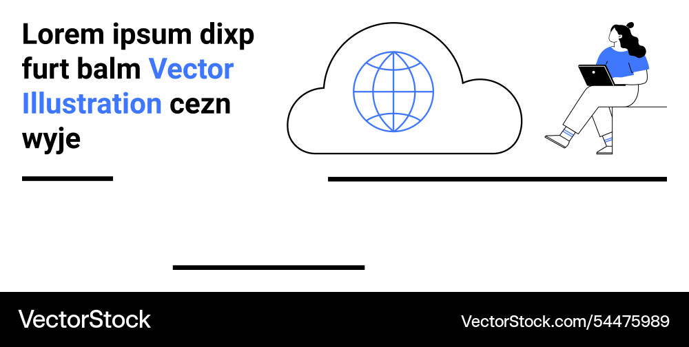 Cloud computing concept with a person working vector image