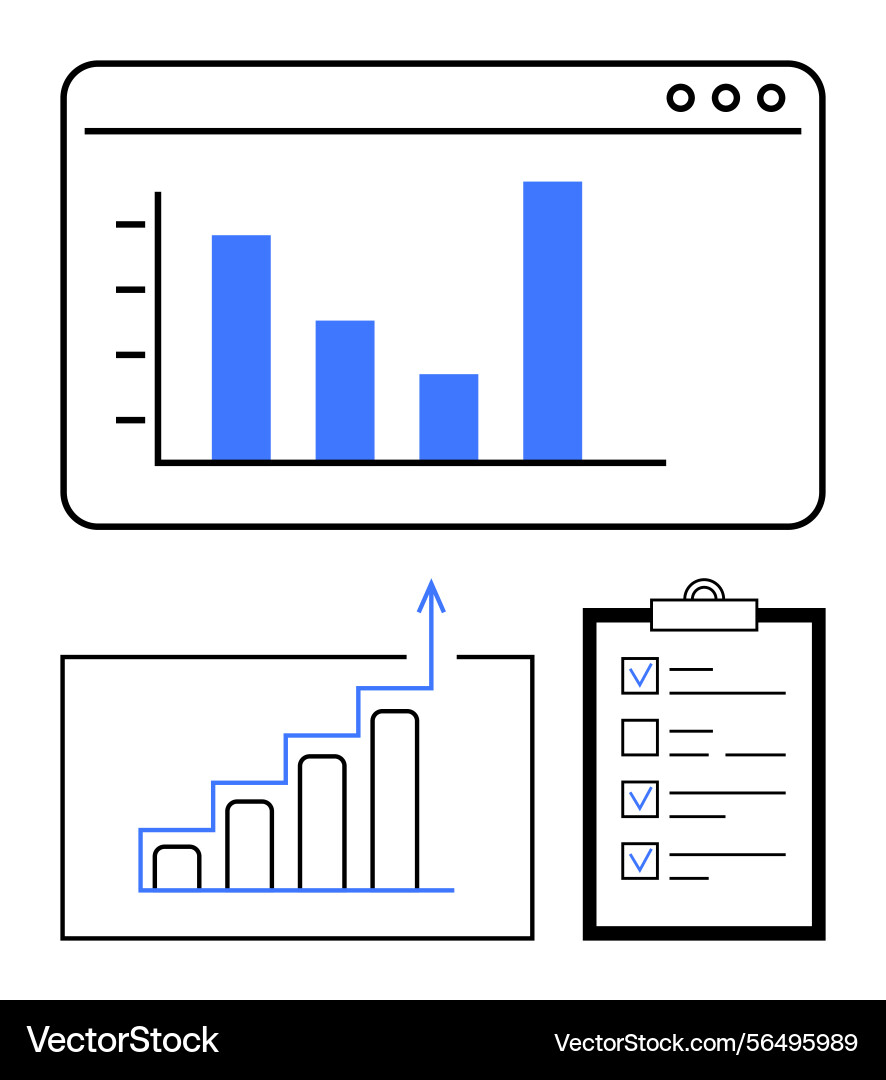 Data analysis and progress tracking with bar Data analysis and progress tracking with bar vector image