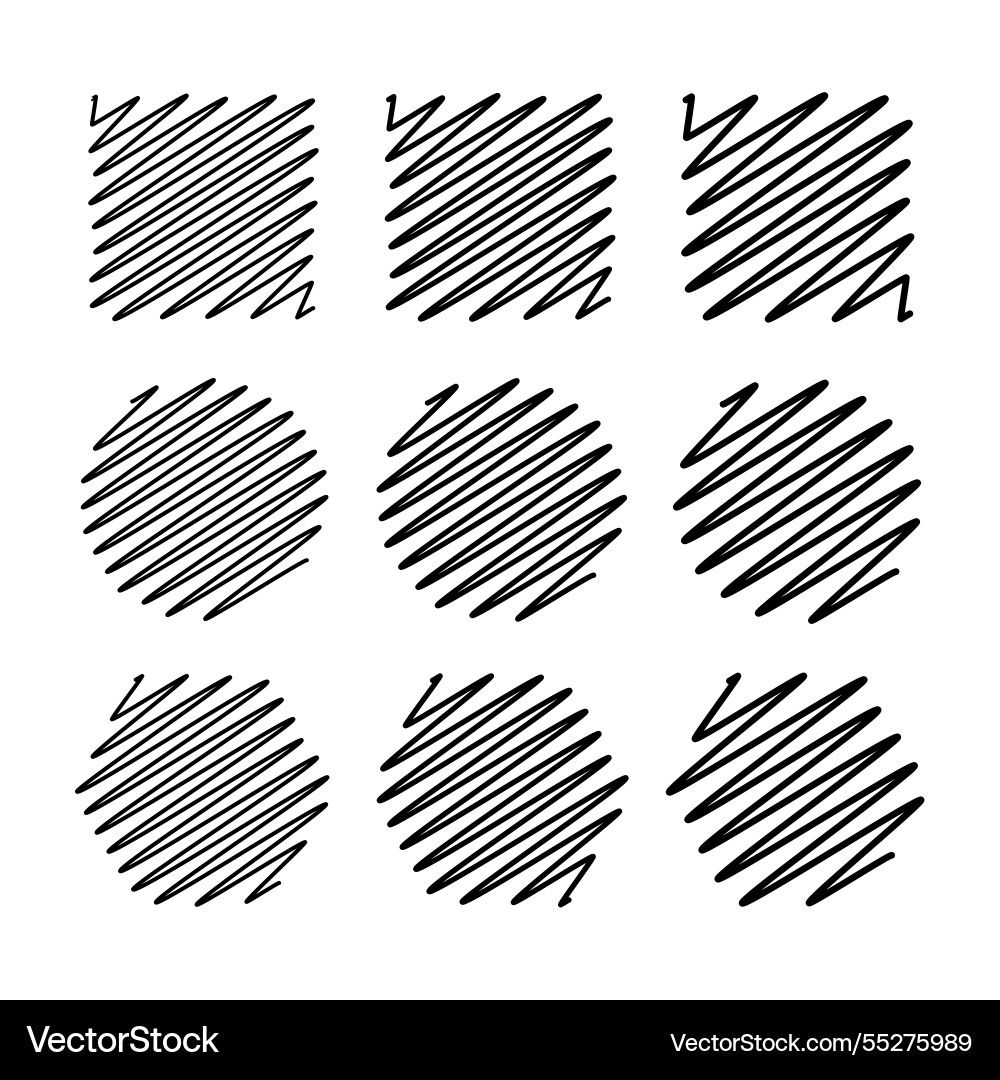 Diagonal scribble sketch set hand-drawn abstract Vector Image