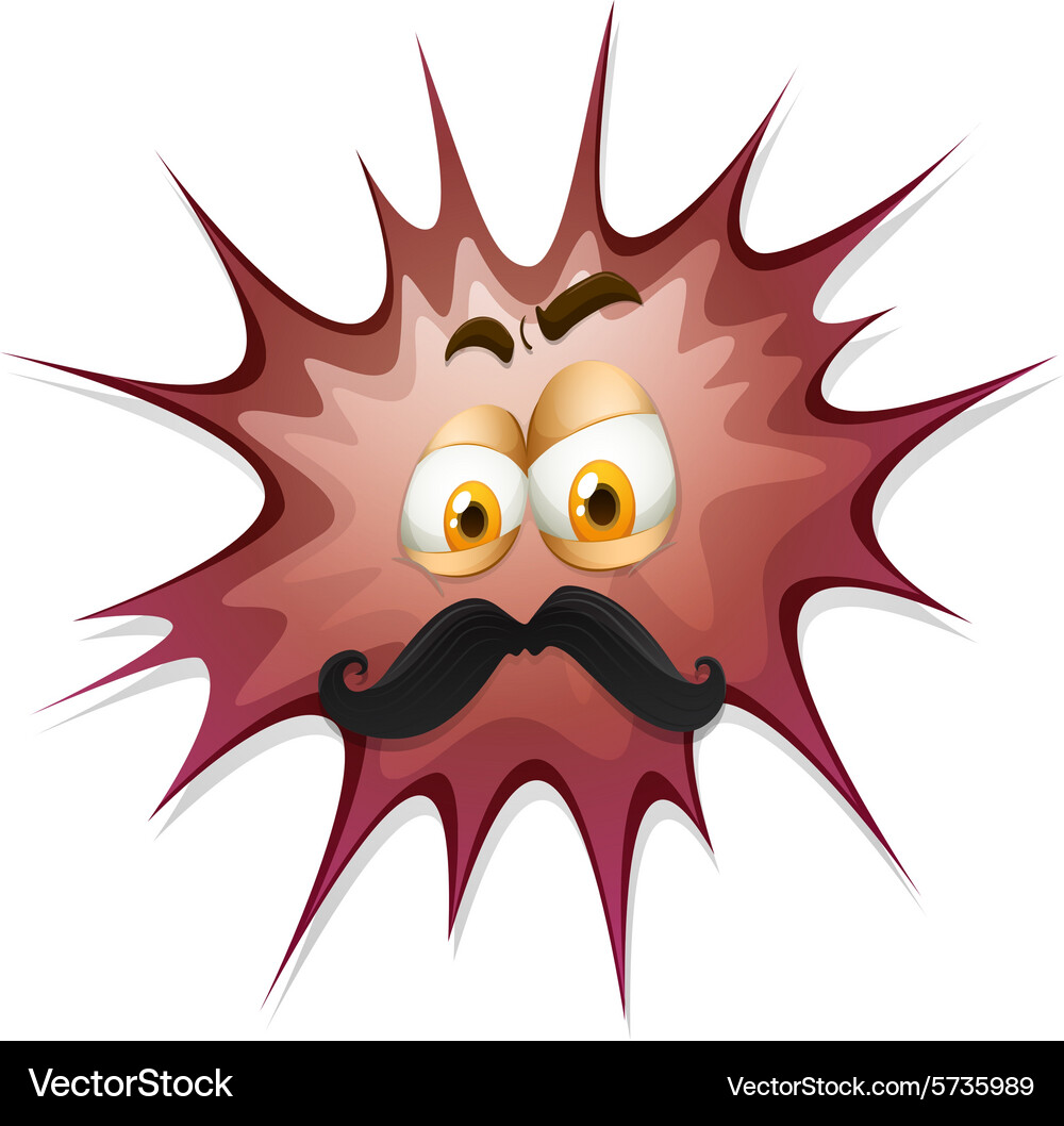 Face with mustache on brow splash Vector Image