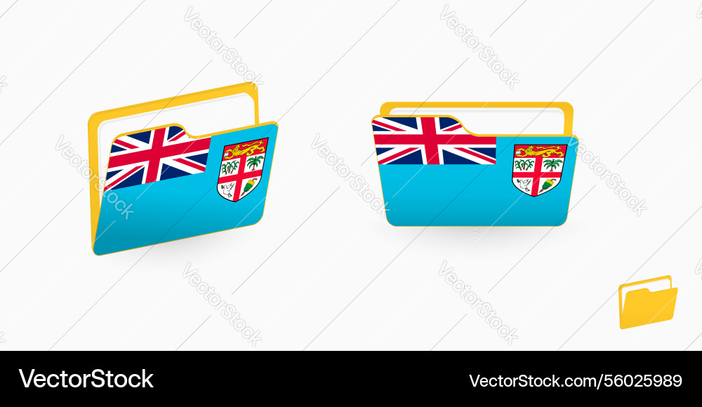 Fiji flag on two type of folder icon Vector Image