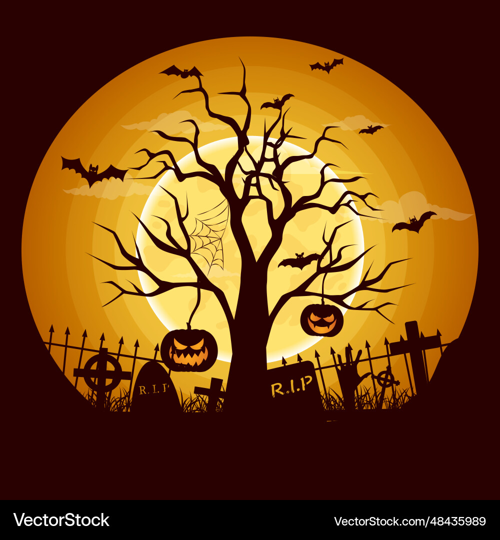 Happy halloween mit scary Kürbis in der Nacht Happy halloween mit scary Kürbis in der Nacht vektorbild