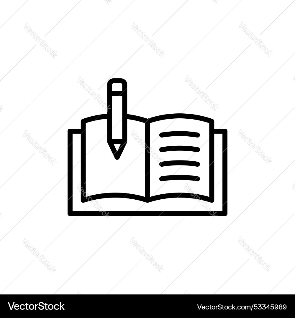 Homework line icon isolated on white background Vector Image