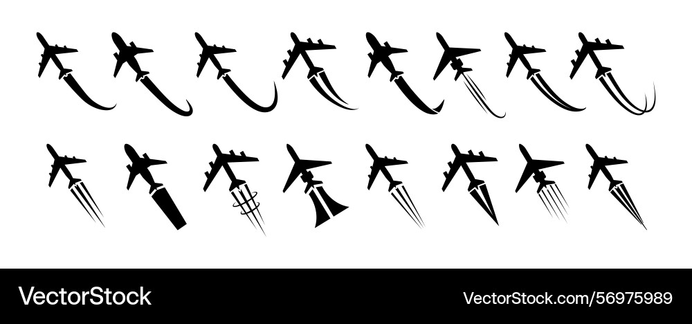 Plane taking off airplane flying icons departure Plane taking off airplane flying icons departure Vector Image