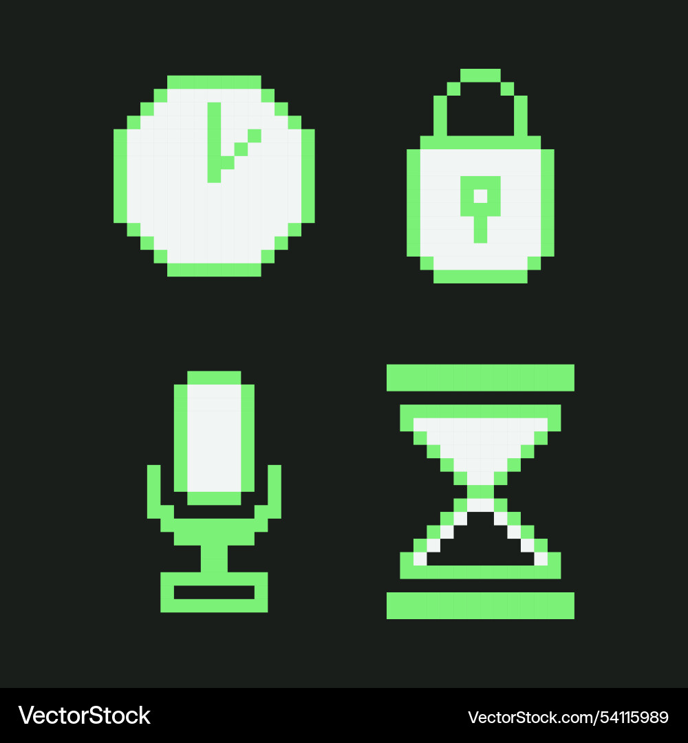 Retro Pixel Kunst Benutzeroberfläche Icons y2k set Vektorbild