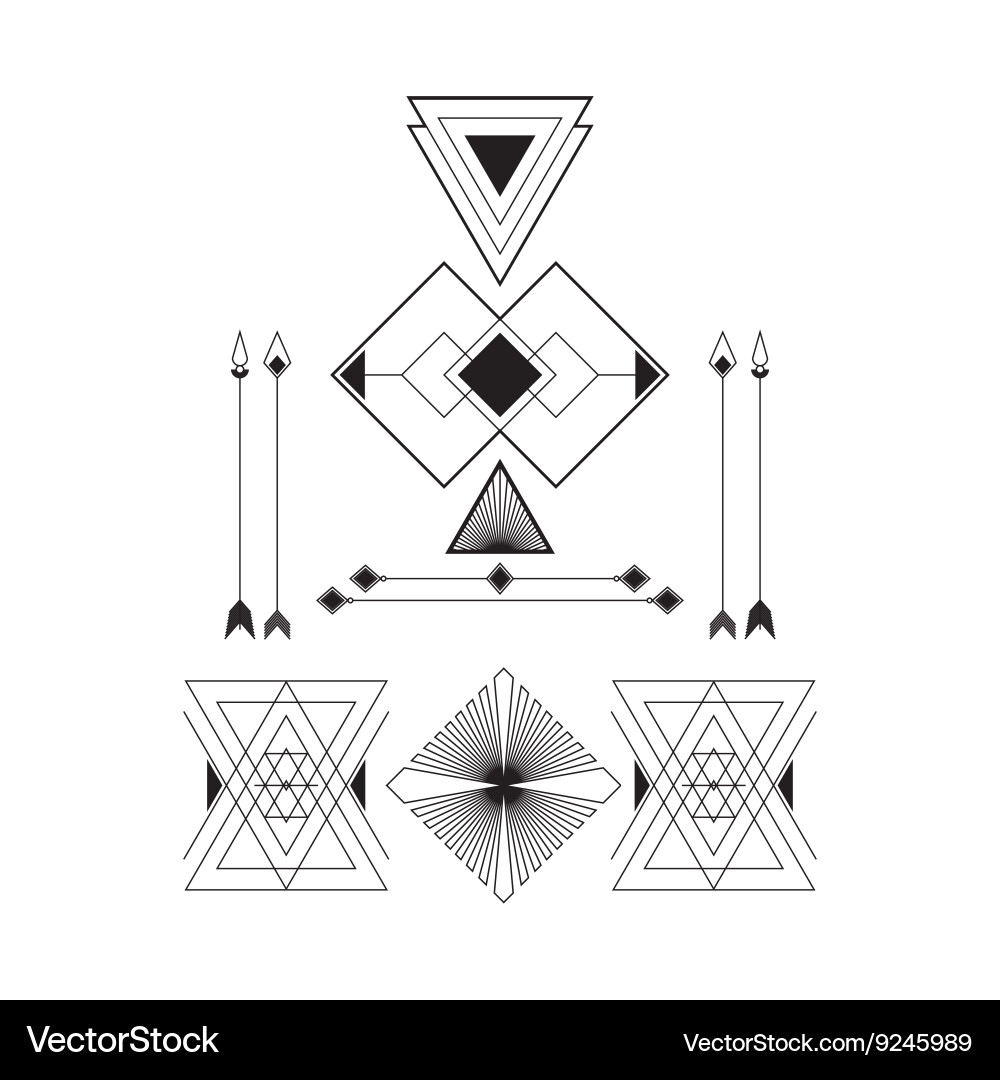 Set of geometric abstract figures with triangles vector image