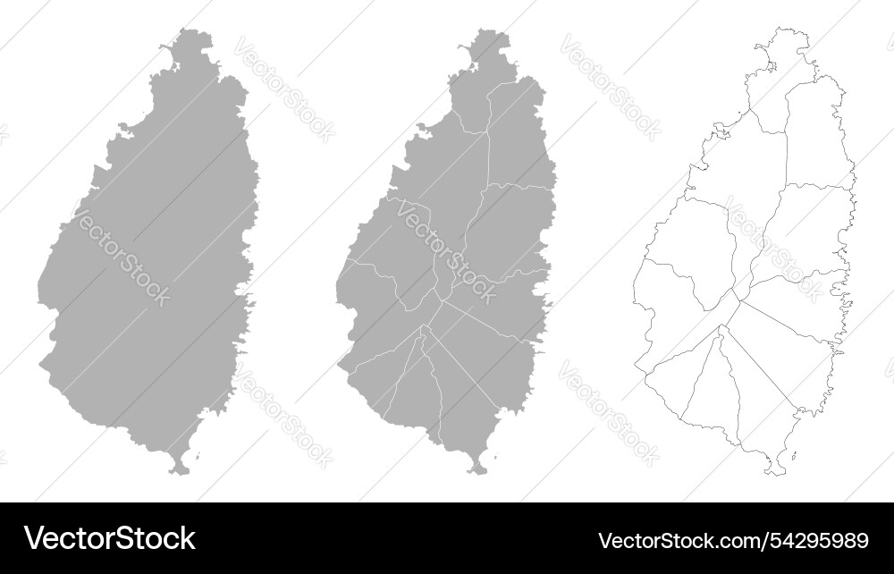 Set of saint lucia maps with main map vector image