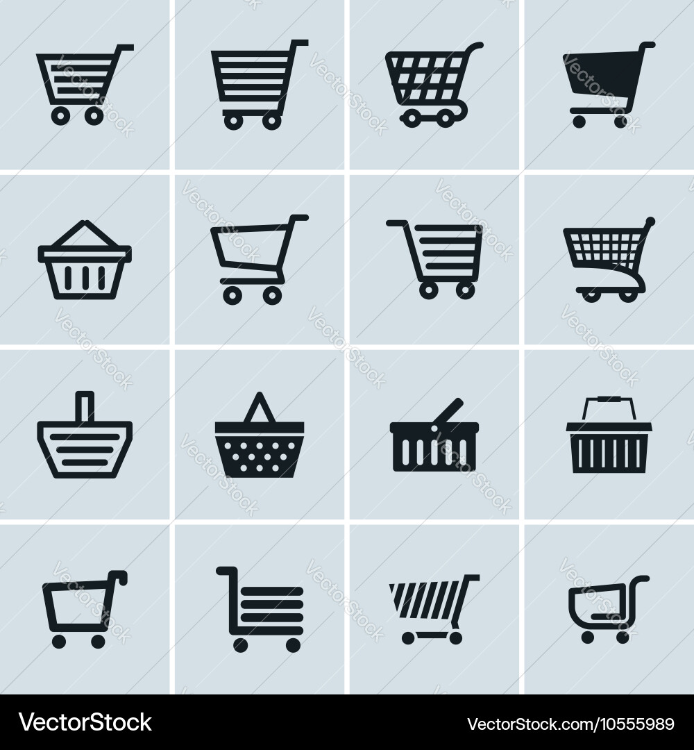 Shopping cart icons set add to website vector image