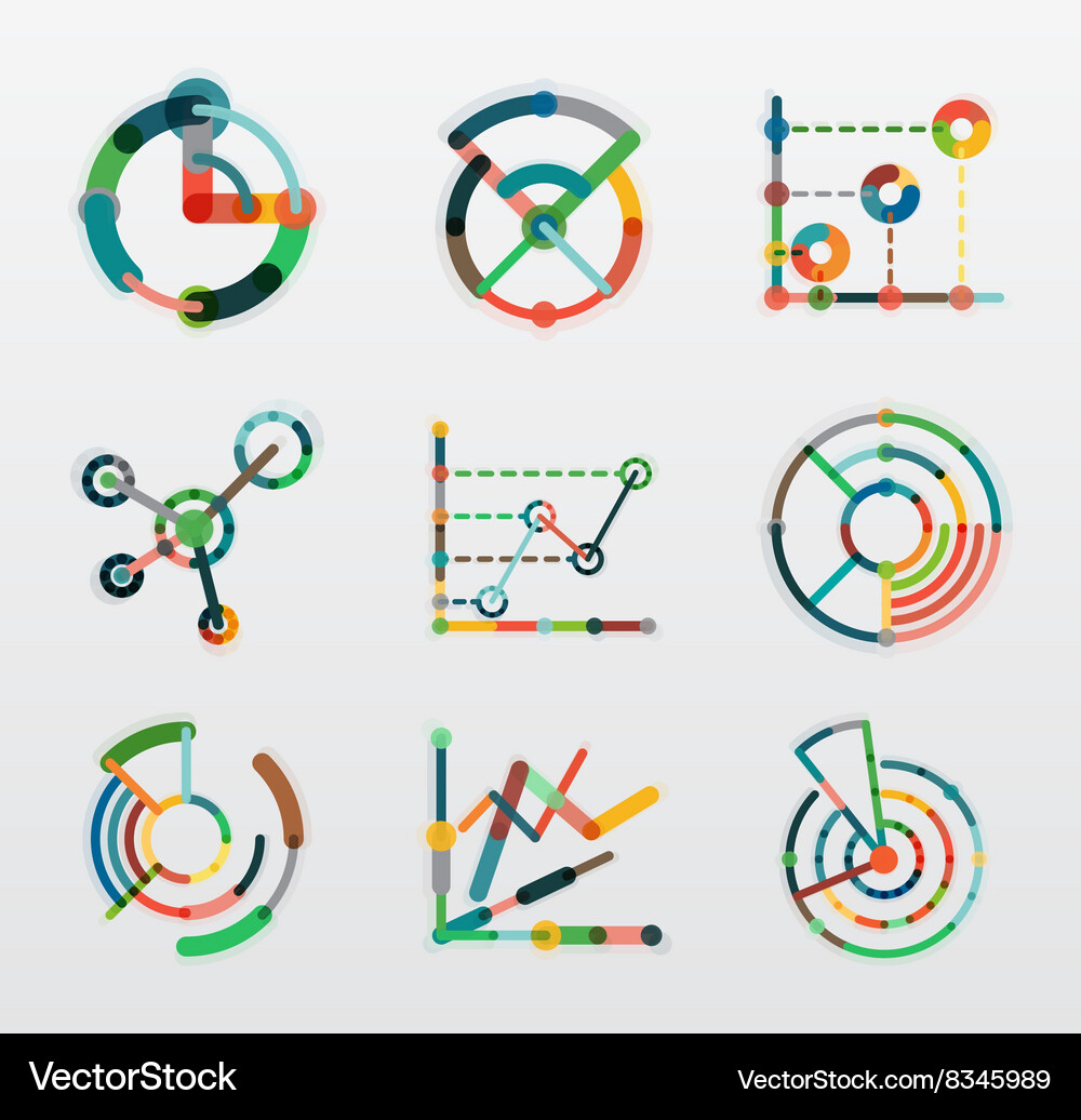 Thin line chart logo set graph icons modern Vector Image