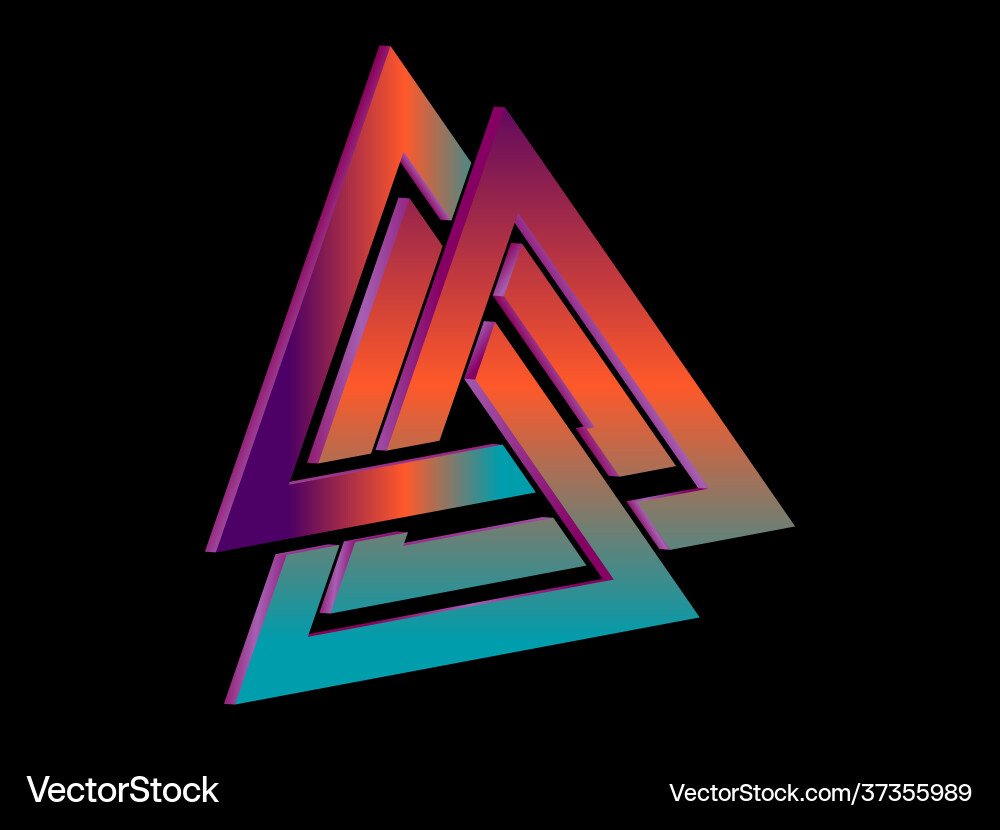 Valknut 3d isometric symbol with gradient Valknut 3d isometric symbol with gradient vector image
