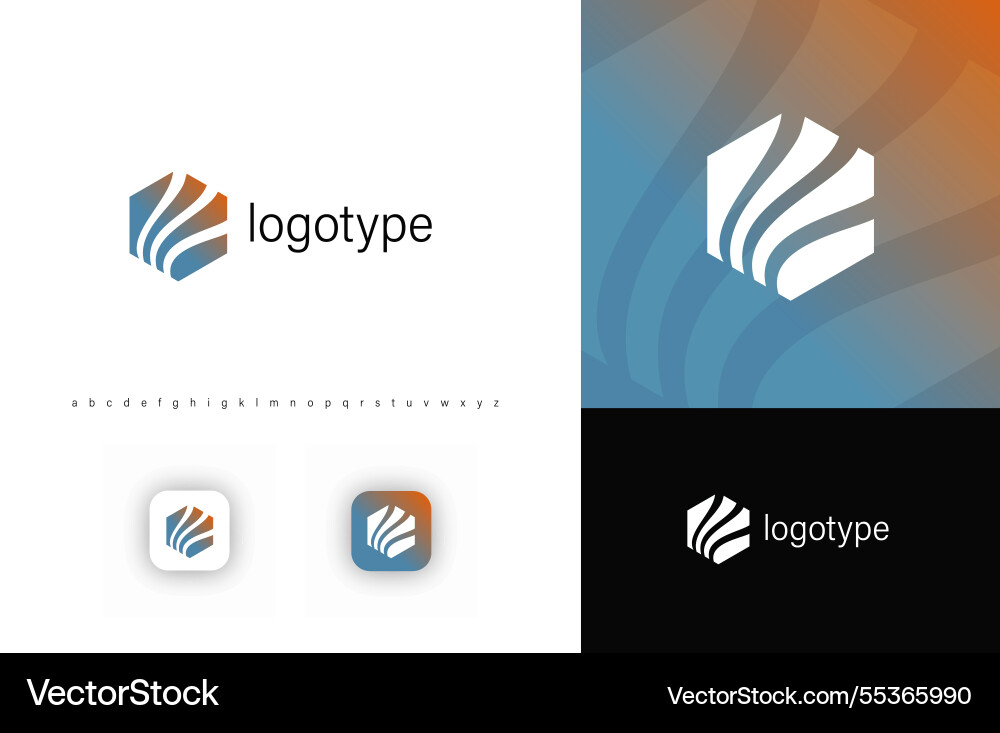 Abstract hexagonal logo with flowing wave lines Abstract hexagonal logo with flowing wave lines Vector Image