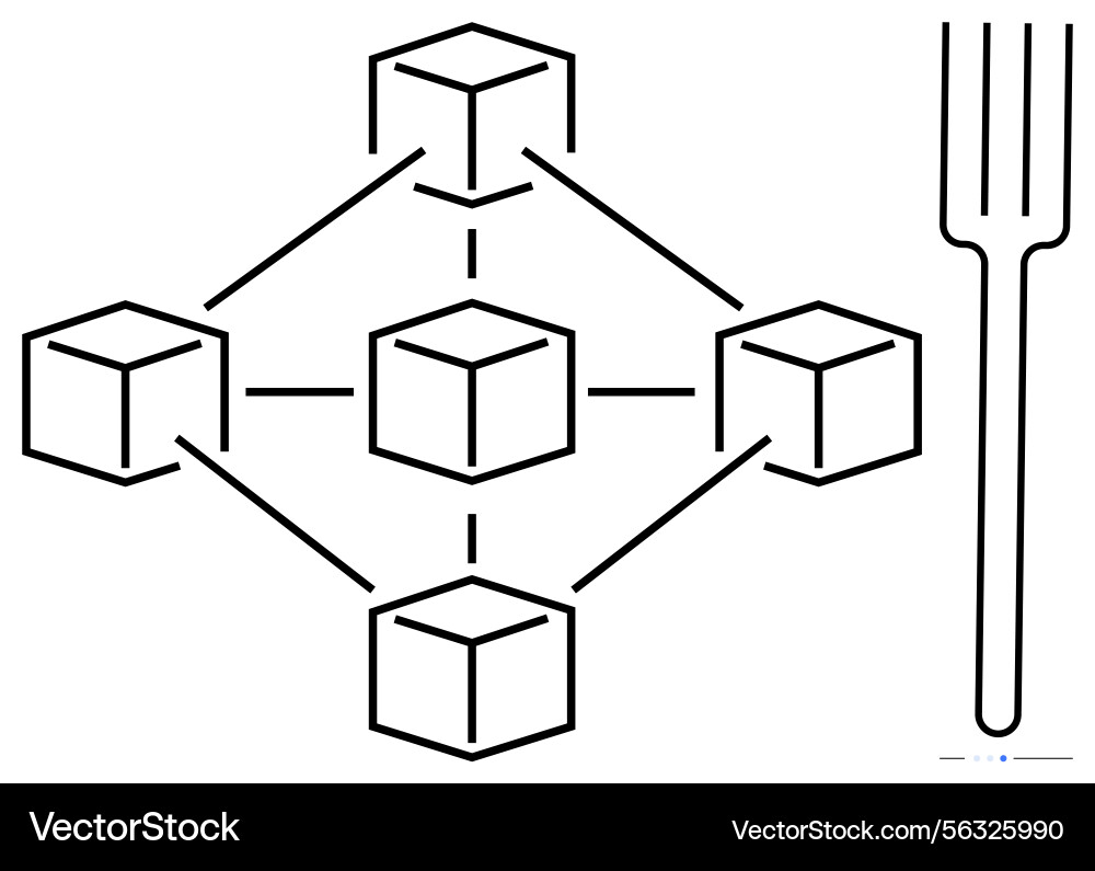 Blockchain Network with Fork vector image