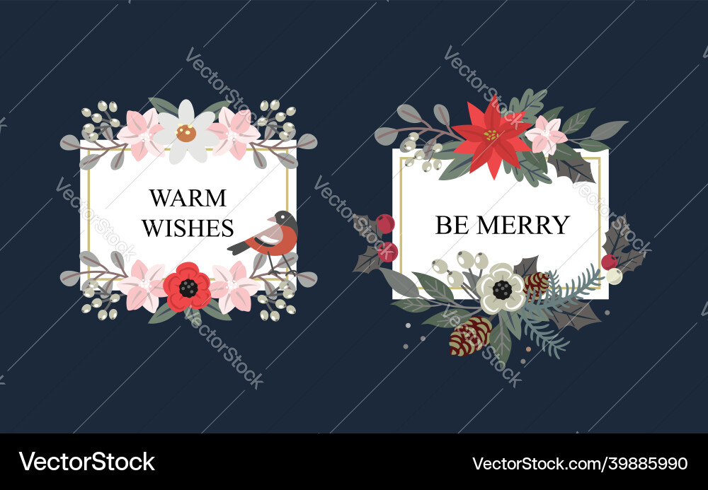 Christmas frame with flower fir branches Christmas frame with flower fir branches vector image