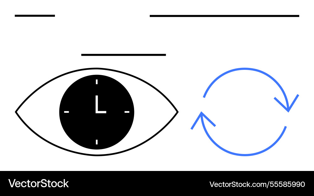 Eye with clock and rotating arrows representing Eye with clock and rotating arrows representing vector image