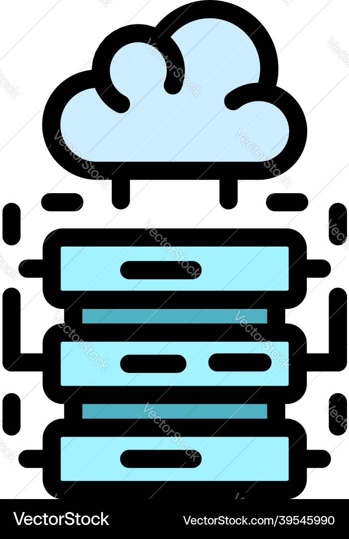 Server data cloud icon color outline Server data cloud icon color outline vector image