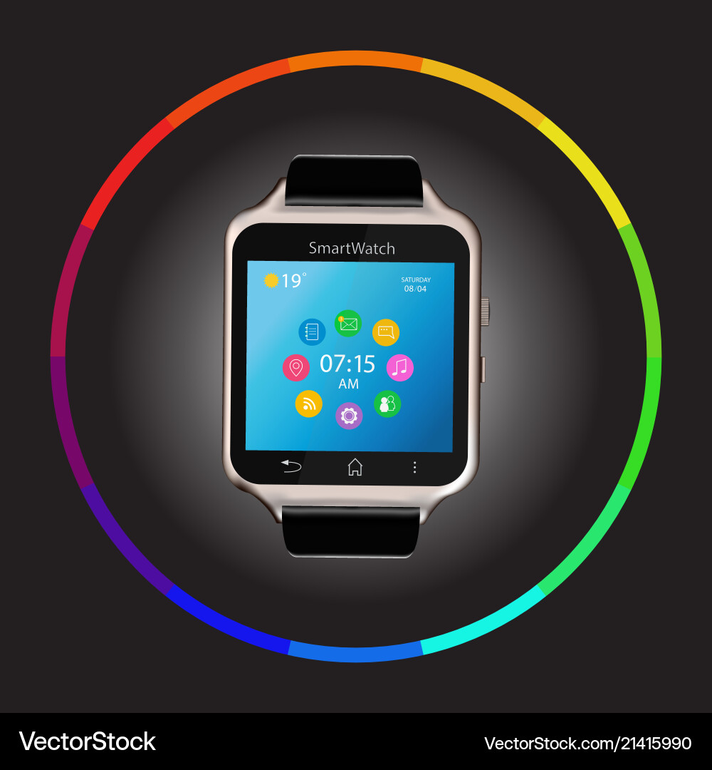 Smart watch device display with app icons Vector Image