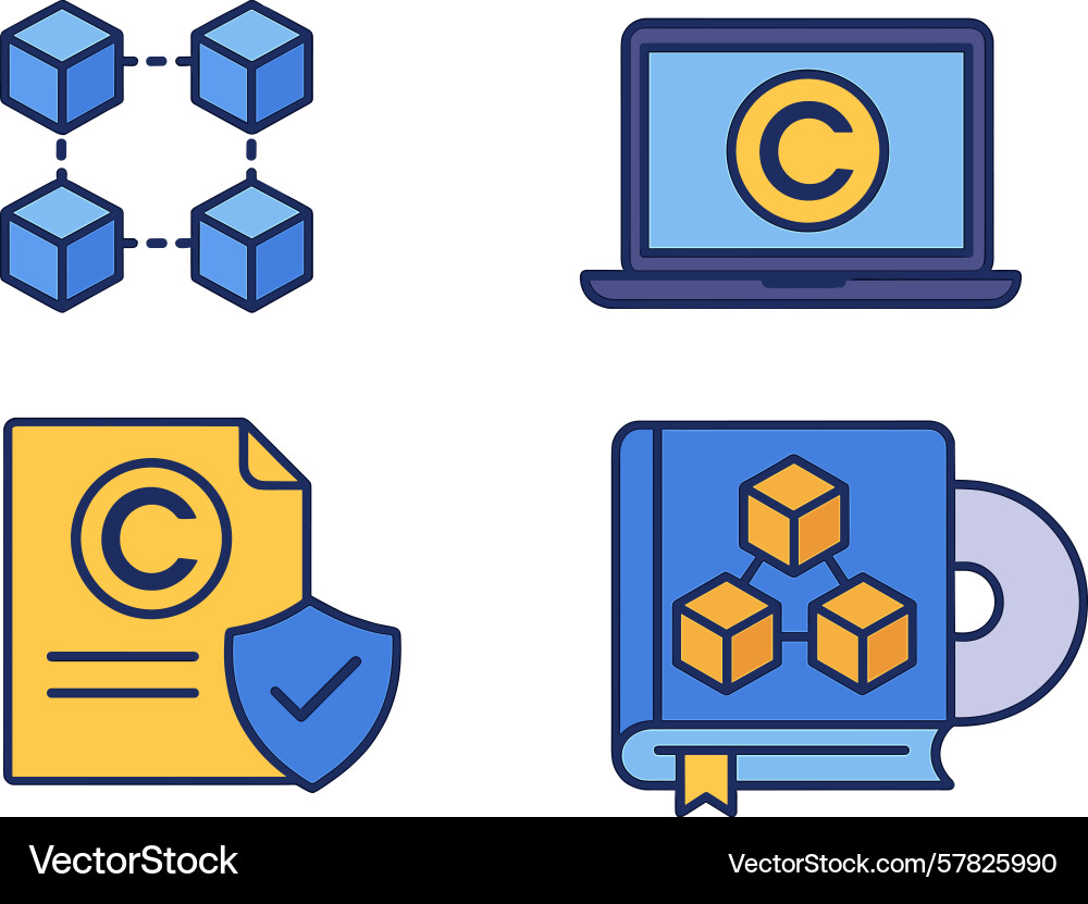 Understanding copyright and blockchain technology Vector Image