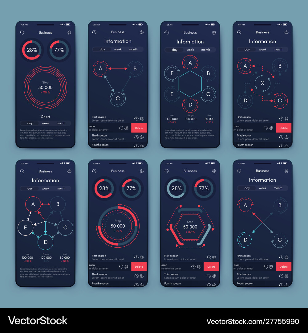 Verschiedene ui ux gui-Bildschirme und flache Web-Symbole Verschiedene ui ux gui-Bildschirme und flache Web-Symbole vektorbild