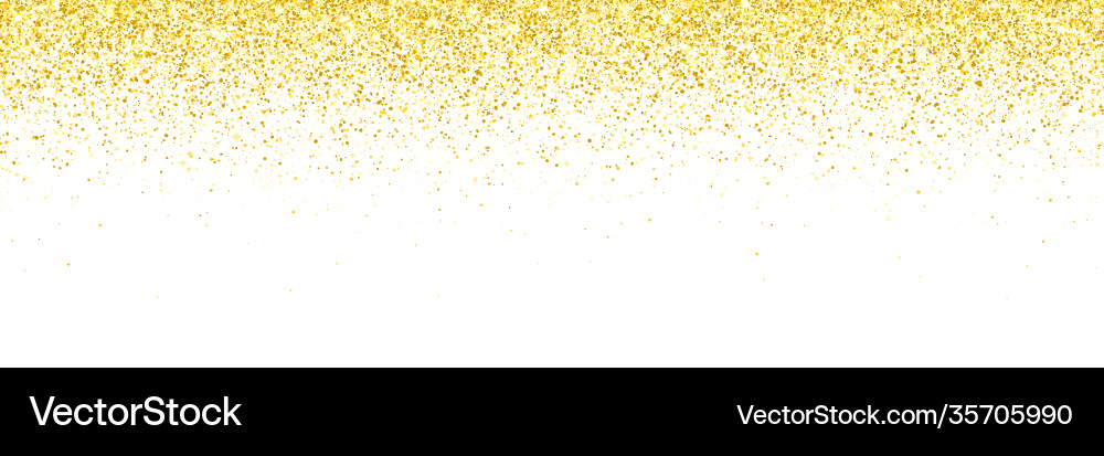 Wide gold glitter falling particles on white vector image