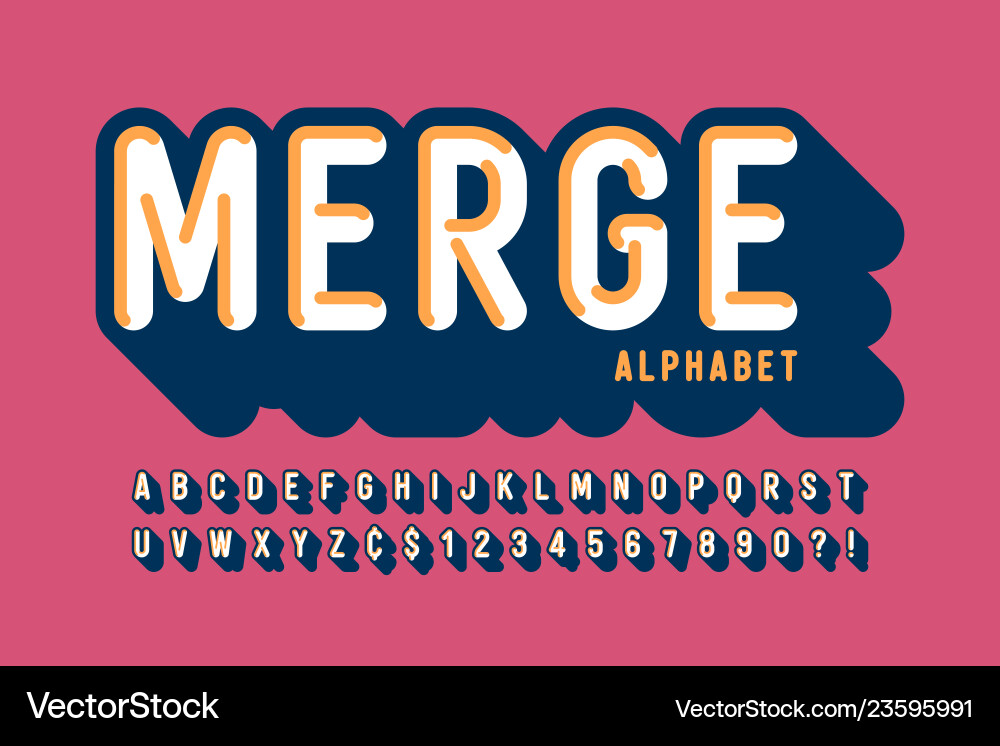 3D Retro Display Font - Alphabet Letters vector image