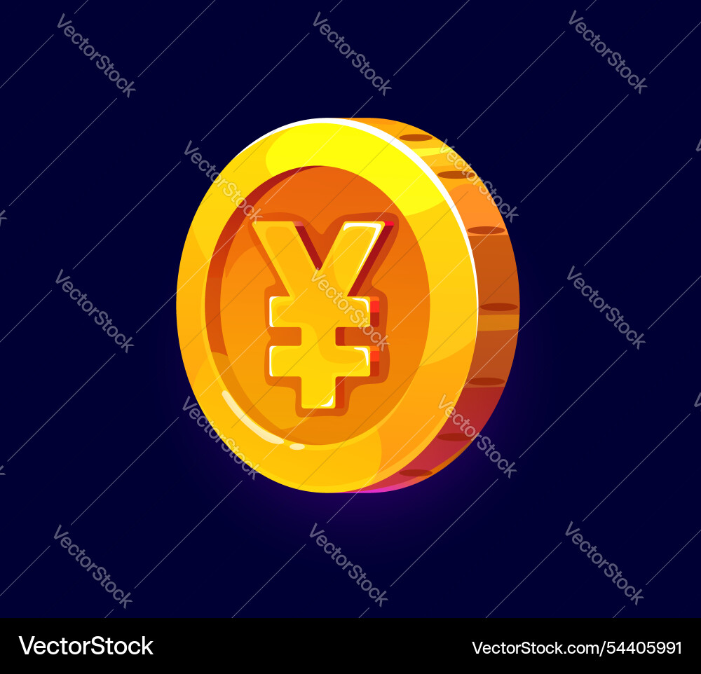 Cartoon golden yen coin game asset icon Cartoon golden yen coin game asset icon vector image