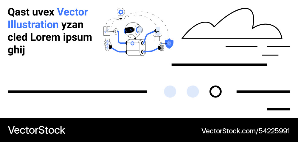 Futuristic robot with tech elements and blue vector image