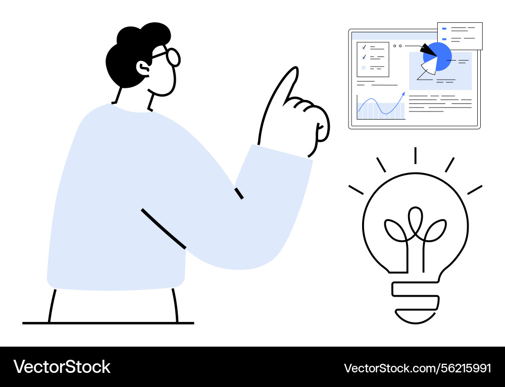 Man analyzing data and generating an innovative Man analyzing data and generating an innovative vector image