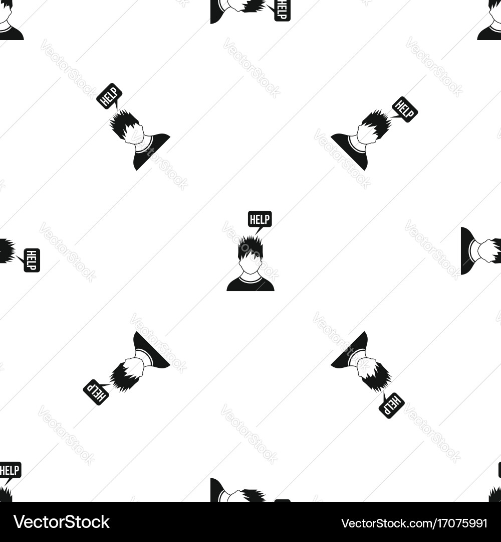 Man needs help pattern seamless black Vector Image
