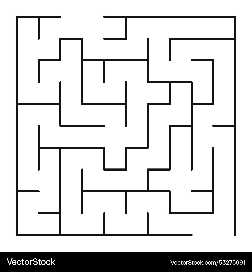 Maze shape design element there is one entrance Maze shape design element there is one entrance vector image