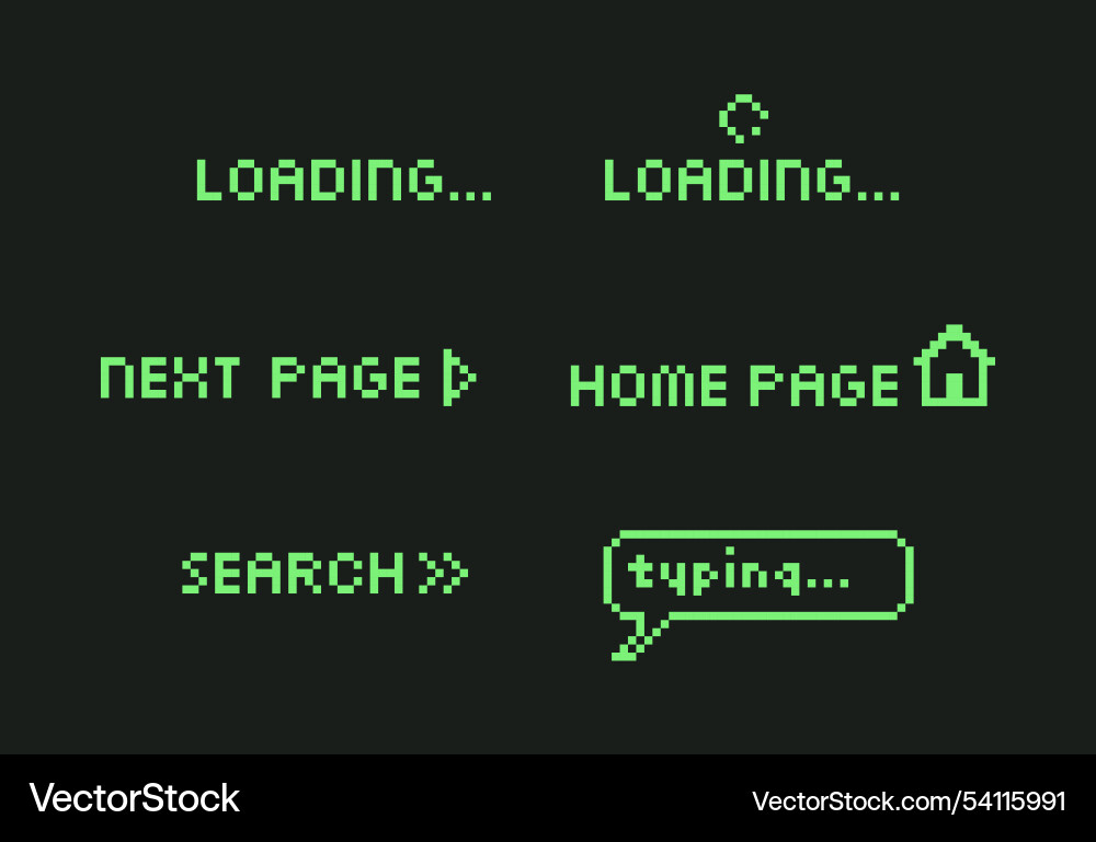 Pixel art loading screen interface element y2k set Pixel art loading screen interface element y2k set Vector Image