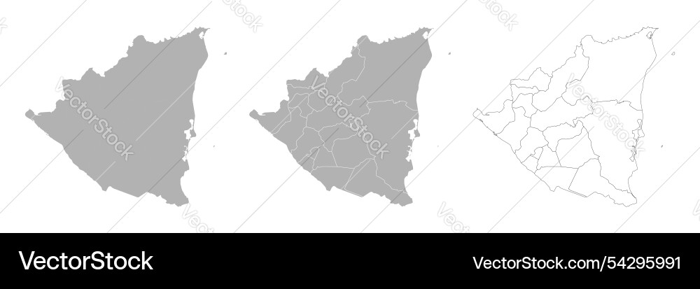 Set of nicaragua maps with main map and regional Vector Image