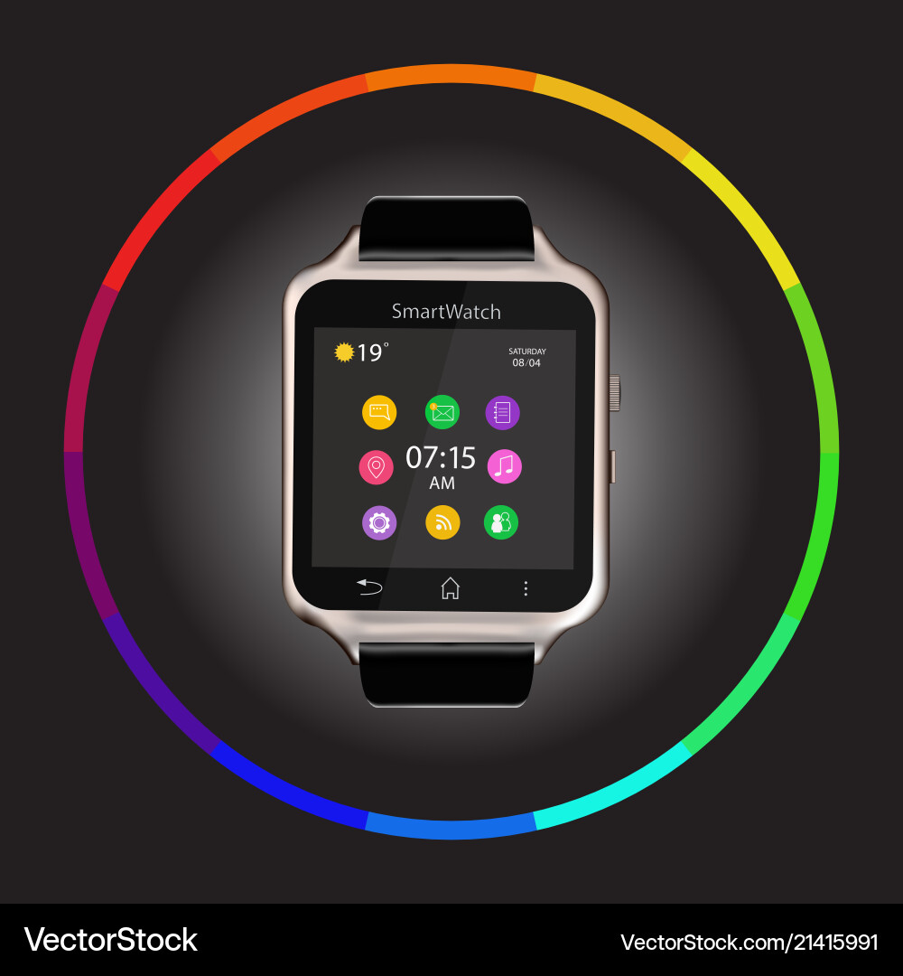 Smart watch device display with app icons Smart watch device display with app icons vector image