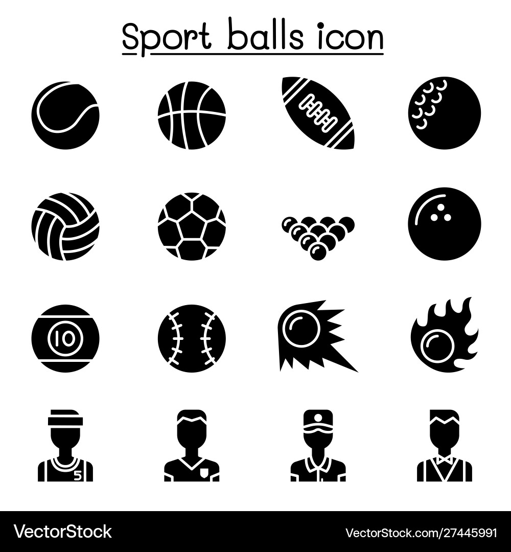Sports Ball Icon Collection Vector Image