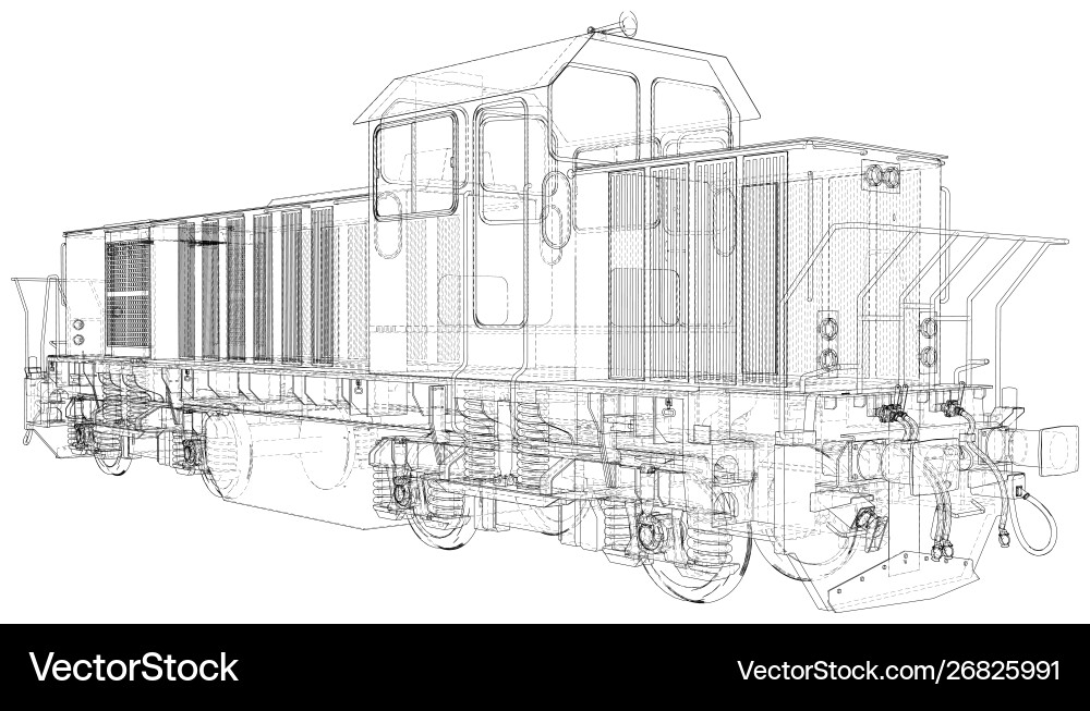 Train technical wire-frame rendering Train technical wire-frame rendering vector image