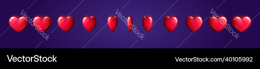 Animation sprite sheet of red heart rotation vector image