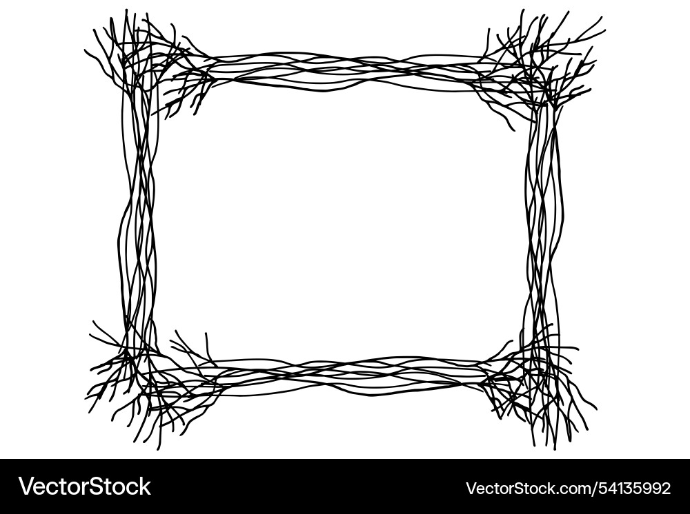 Bare Branch Frame - Rustic Sketch vector image