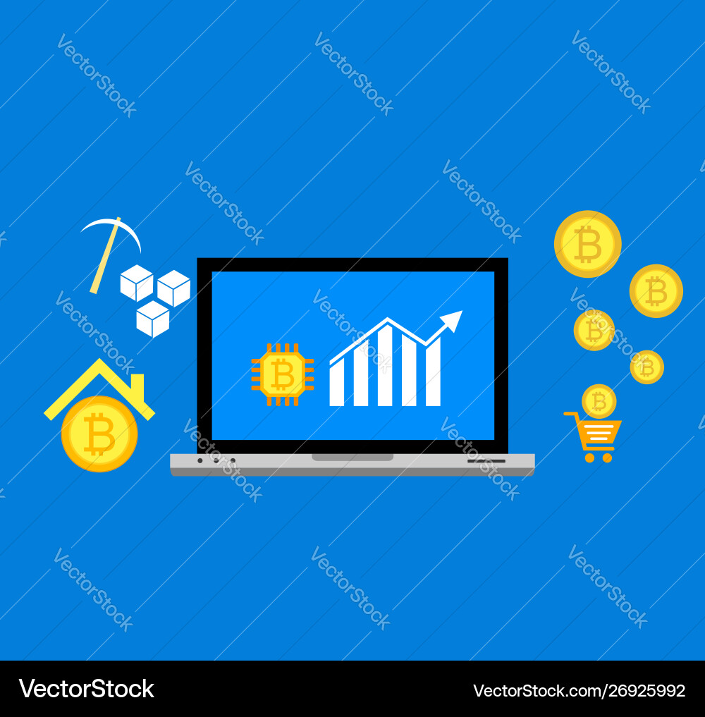 Blockchain scheme mining crypto currency server Vector Image