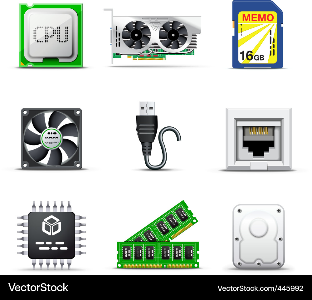 Computer Components Icons vector image