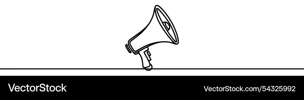Megaphone is drawn with a continuous line Megaphone is drawn with a continuous line Vector Image