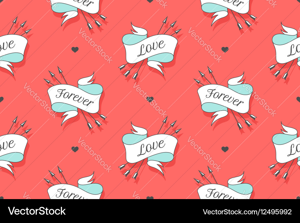 Seamless pattern with hearts and arrows vector image