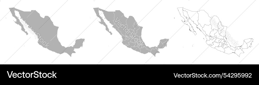 Set of mexico maps with main map and regional Vector Image