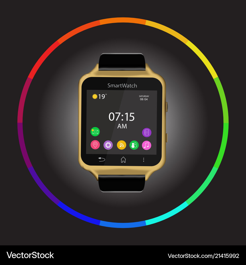 Smart watch device display with app icons Vector Image
