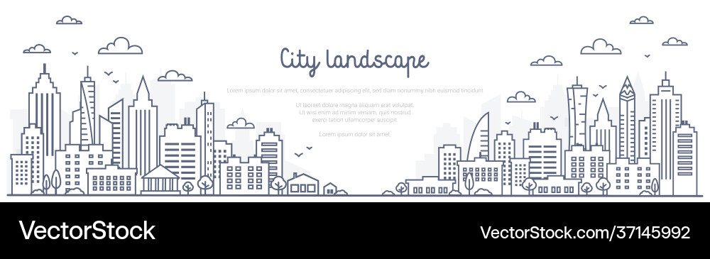 Urban Cityscape Line Art vector image