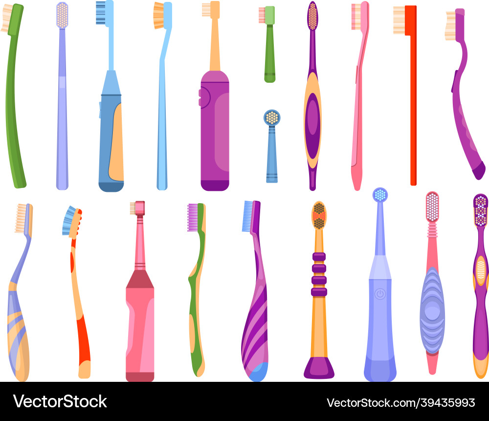 Cartoon Elektro- und Handzahnhygiene Werkzeuge Cartoon Elektro- und Handzahnhygiene Werkzeuge vektorbild