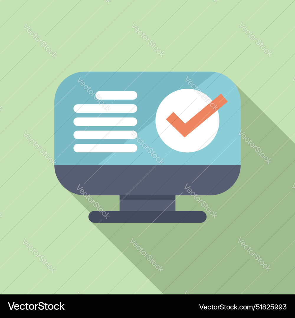Computer displaying check mark icon on screen Vector Image