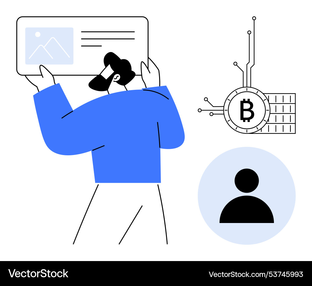 Digital user interacting with bitcoin technology Digital user interacting with bitcoin technology vector image