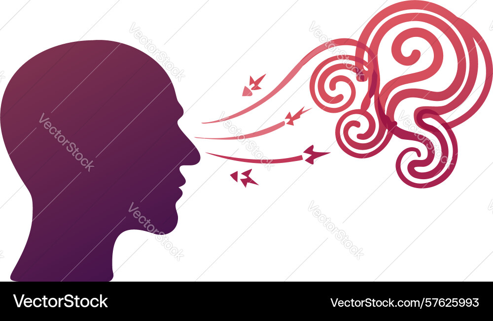 Head with sound waves speech abstract design vector image