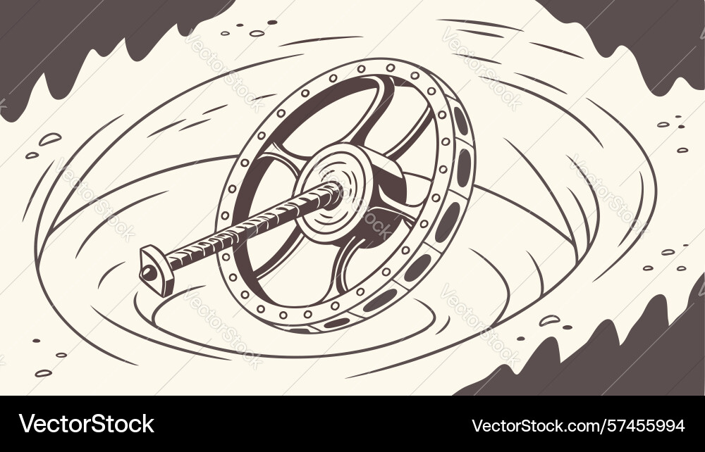 Abstract gyroscope in swirling background design vector image