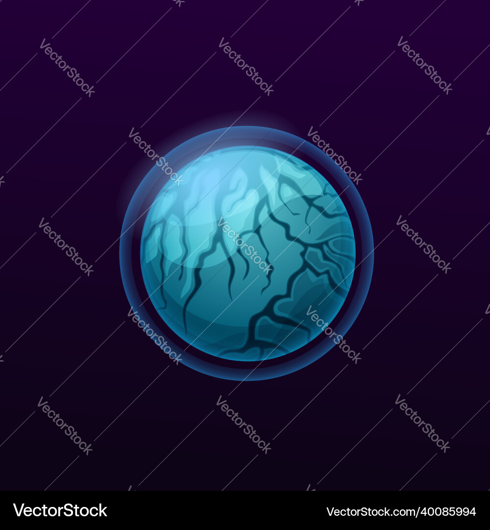 Blue space planet with atmosphere game ui icon Blue space planet with atmosphere game ui icon vector image